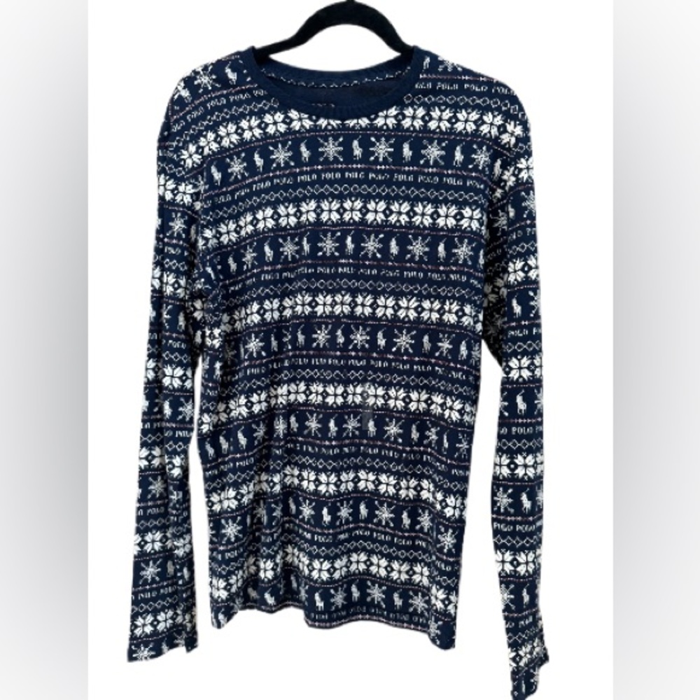 POLI RALPH LAUREN NWOT MEN’S COTTON PULLOVER- SIZE SMALL-BLUE, WHITE, RES